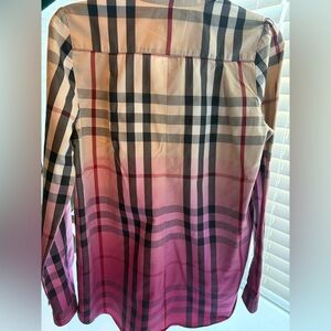 Burberry Beige and Red Plaid Shirt